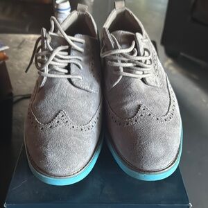 Cole Haan Gray and Blue Oxford Shoes with Brogue Detailing